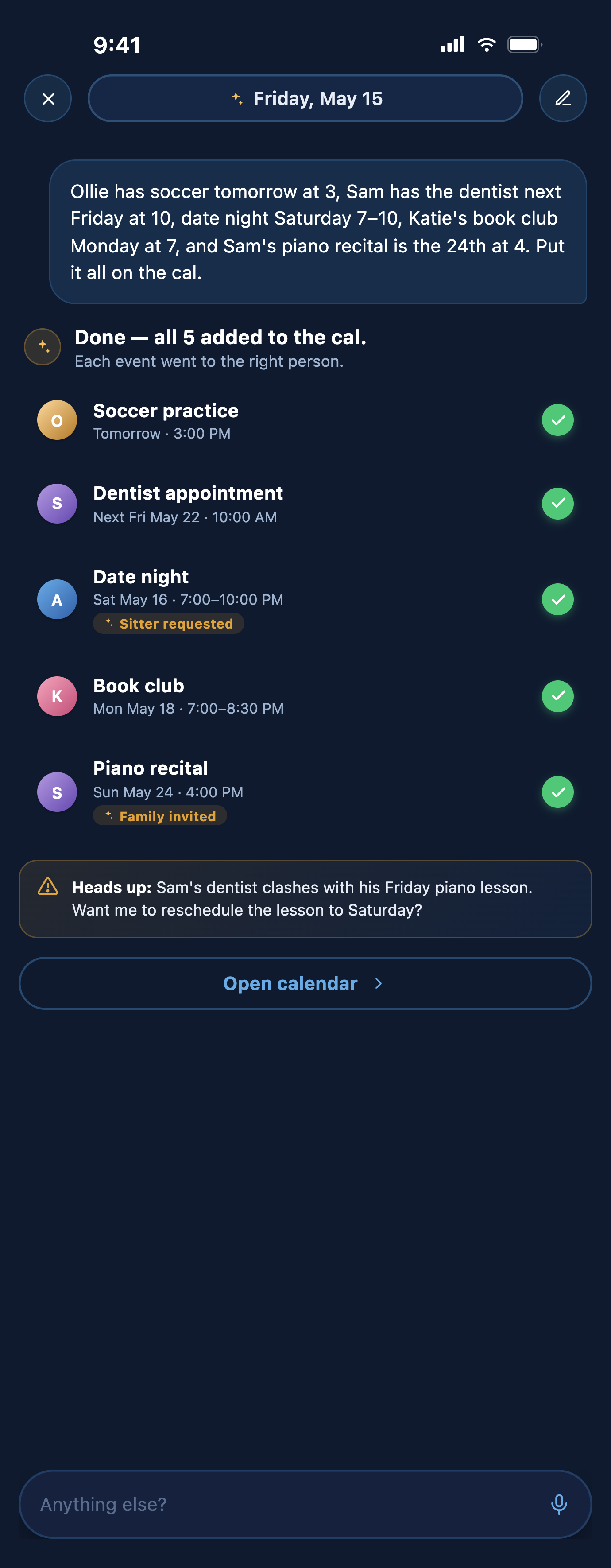 Evesong family calendar